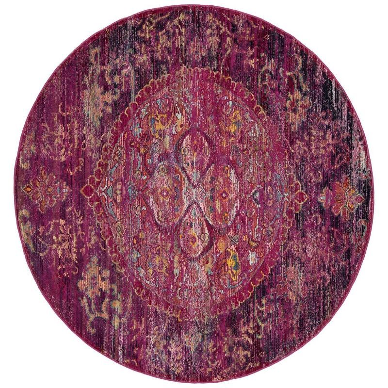 Multicolor Oriental Medallion 7' Round Synthetic Rug