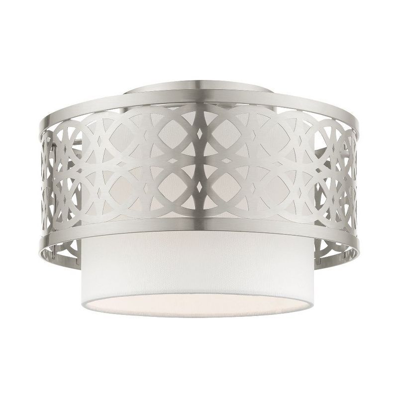 Calinda Brushed Nickel Drum Ceiling Flush Mount Light