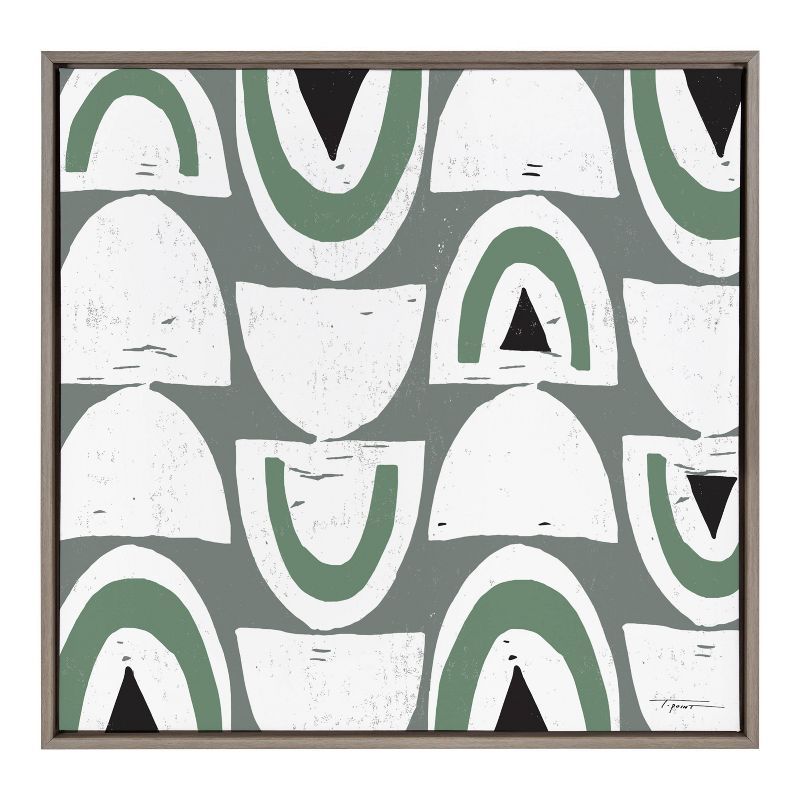 Sylvie 33" x 34" Green and Gray Abstract Canvas Print