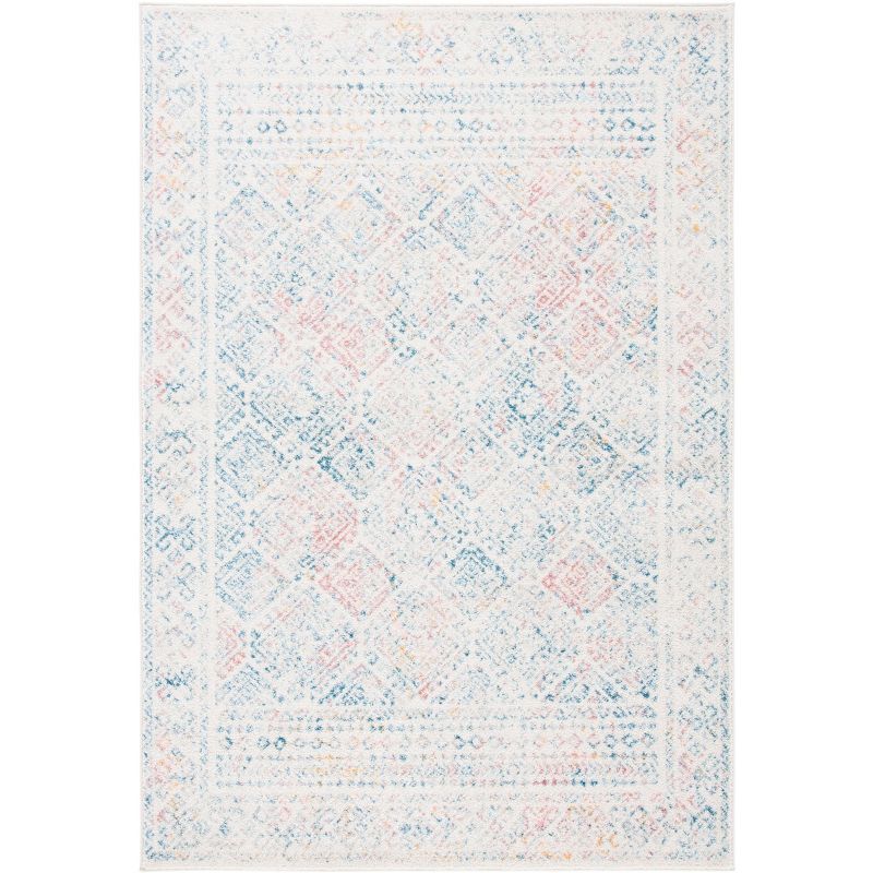 Ivory and Terracotta Geometric Wool Area Rug, 8' x 10'