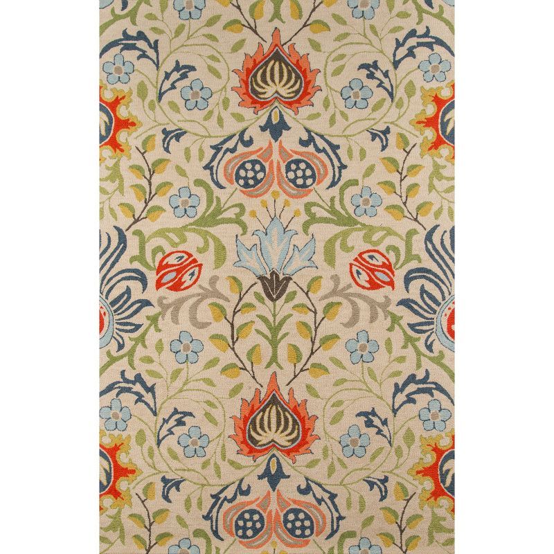 Handmade Multi-Colored Floral Wool 5'x8' Tufted Rug