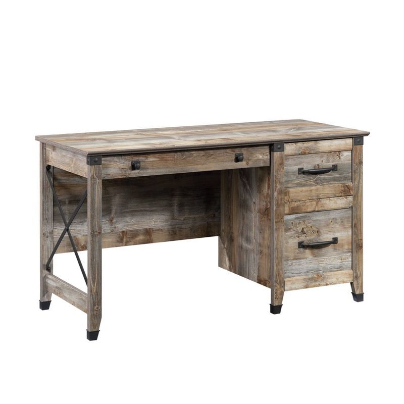 Rustic Cedar Wood Desk with Drawers and Filing Cabinet