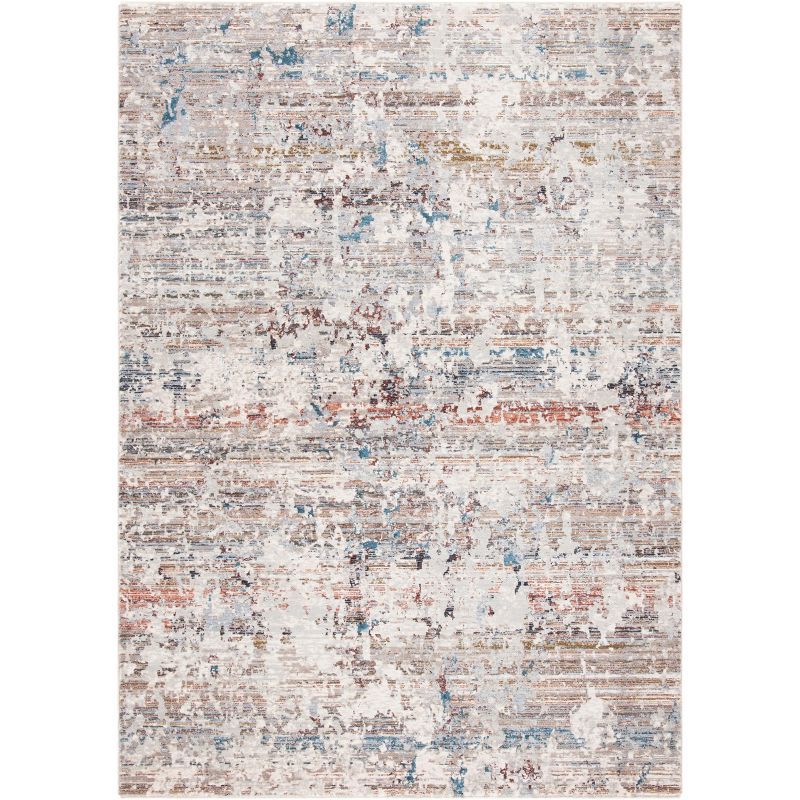 Beige Hand-Knotted Abstract Viscose Rug, 5'1" x 7'6"