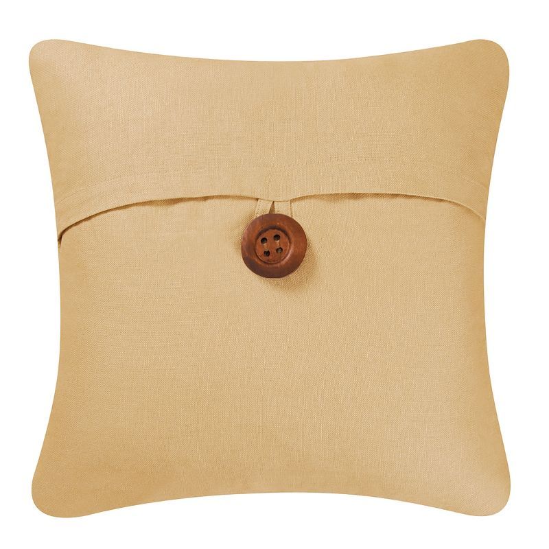 Camel Linen Envelope Throw Pillow with Button Accent