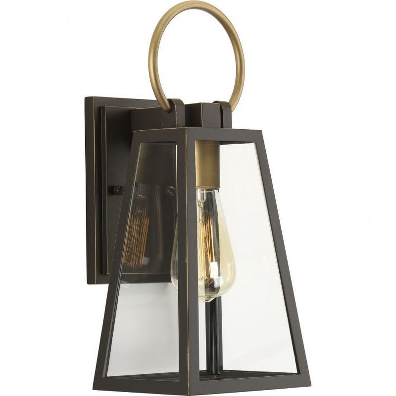 Antique Bronze Glass Pane Outdoor Wall Lantern