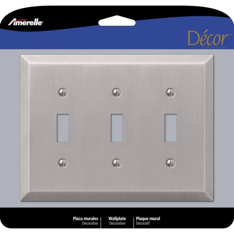 Amerelle Brushed Nickel 3-Gang Steel Toggle Wall Plate