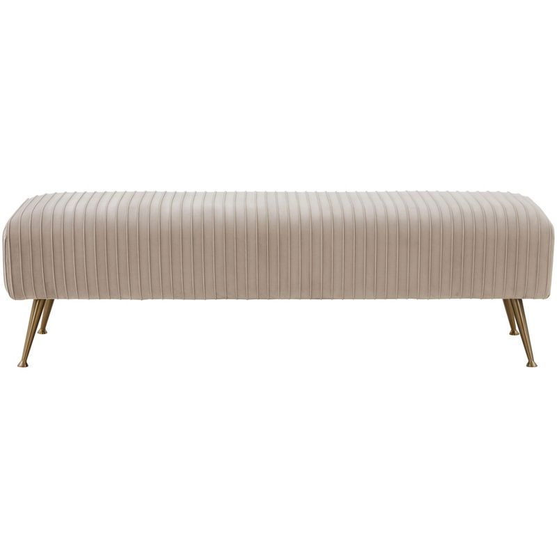 Salome 60'' Gray Velvet Transitional Bench with Brass Finish Legs