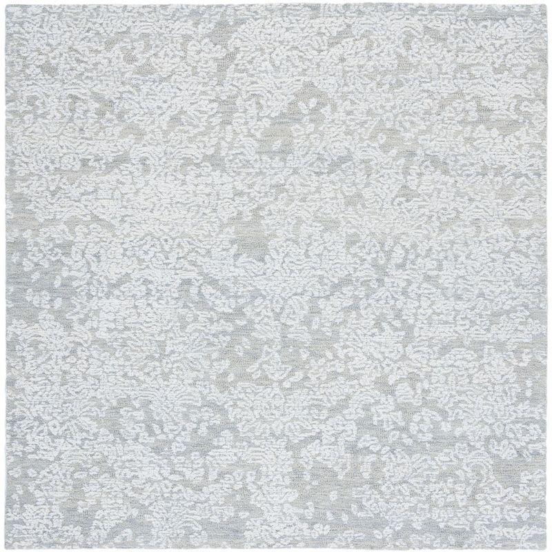 Elegant Metro Square Hand-Tufted Wool Rug in Soft Gray - 6'x6'