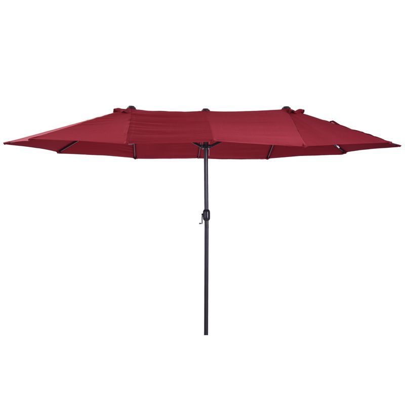 Wine Red 15ft Double-Sided Patio Umbrella with Crank Handle