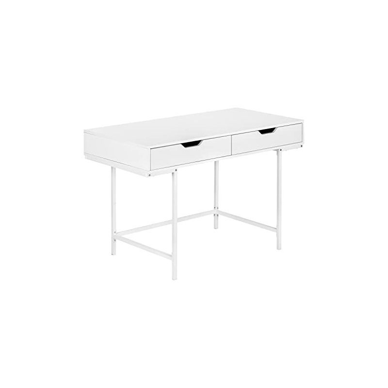 White Wood Home Office Desk with Drawers