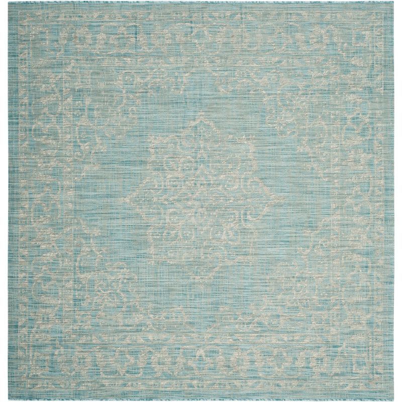 Square White Medallion 79" Easy-Care Synthetic Area Rug