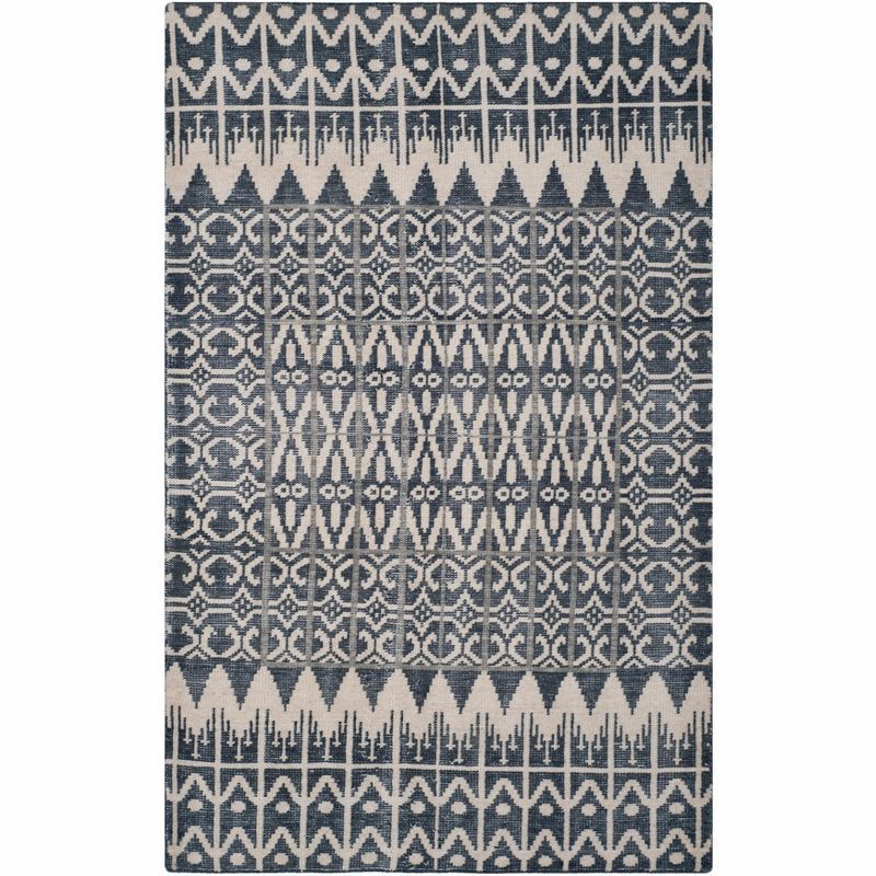 Kenya 4' x 6' Gray and Blue Hand-Knotted Wool Area Rug