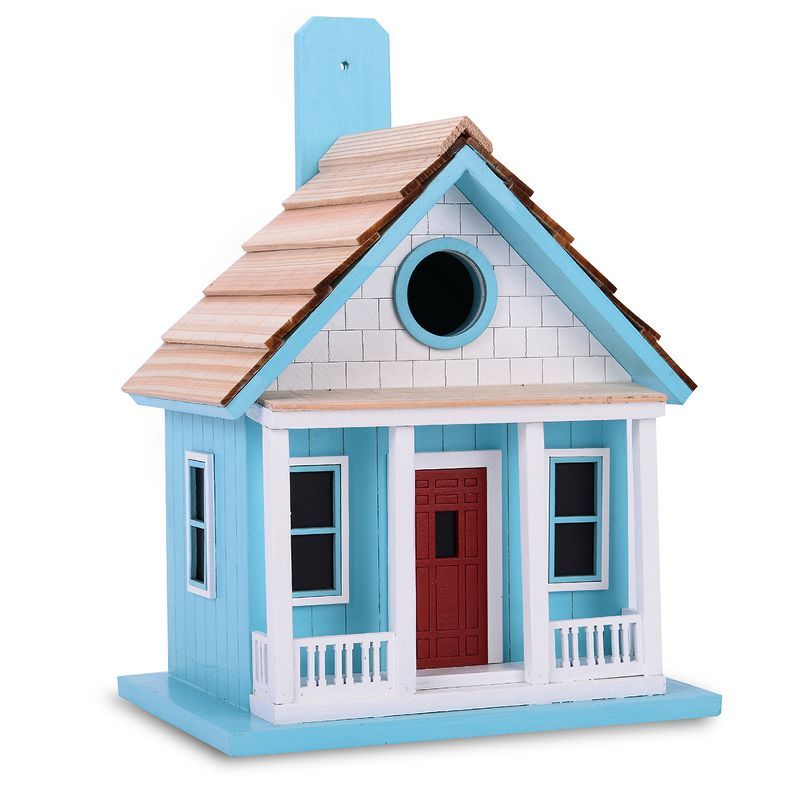 Cape Cod Blue and White Pinewood Birdhouse