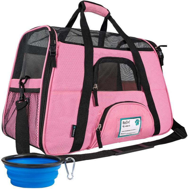 Pink Soft-Sided Airline Approved Pet Carrier for Small Breeds