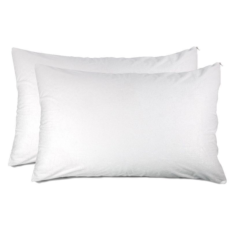 King White Bamboo Blend Waterproof Pillow Protectors with Zipper