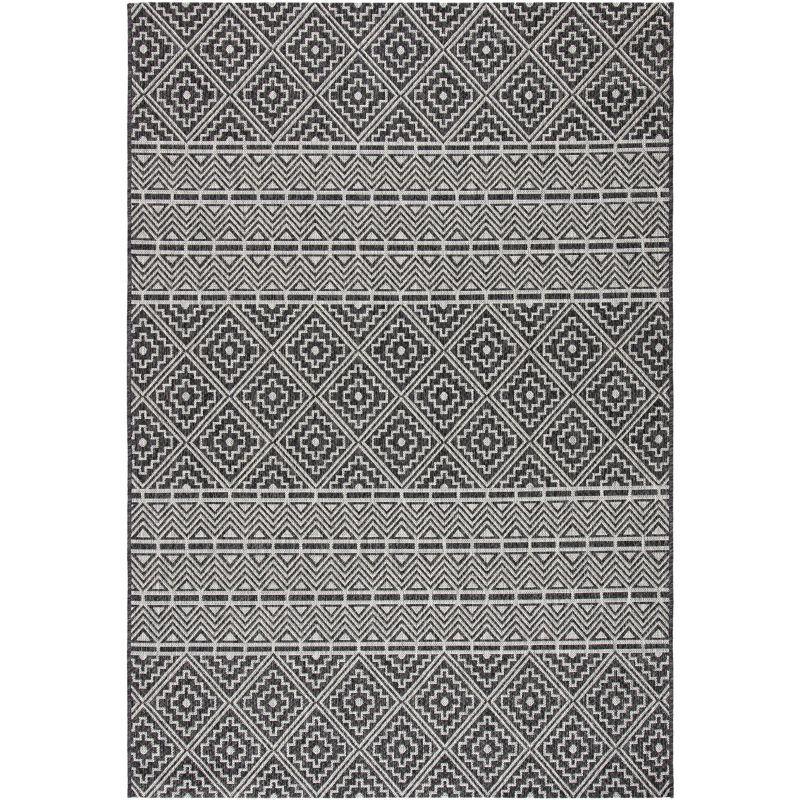 24" Black Synthetic Easy-Care Indoor/Outdoor Flatweave Rug