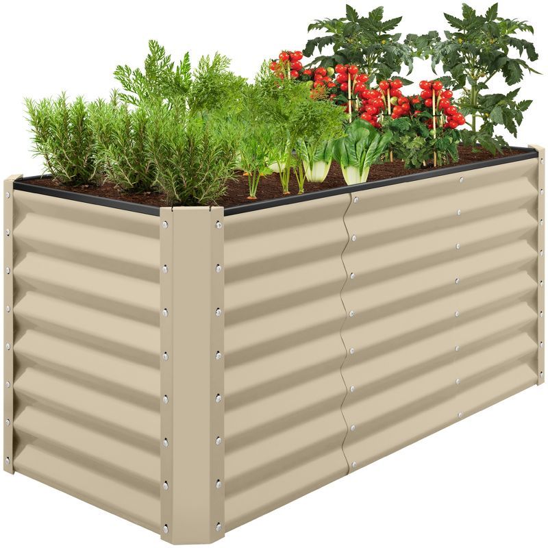 Beige 4x2x2ft Powder-Coated Steel Raised Garden Bed Planter