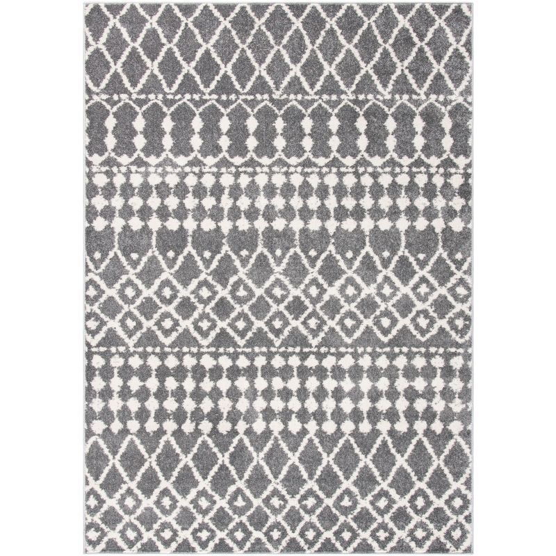 Gray Geometric 8' x 10' Hand-Knotted Synthetic Area Rug