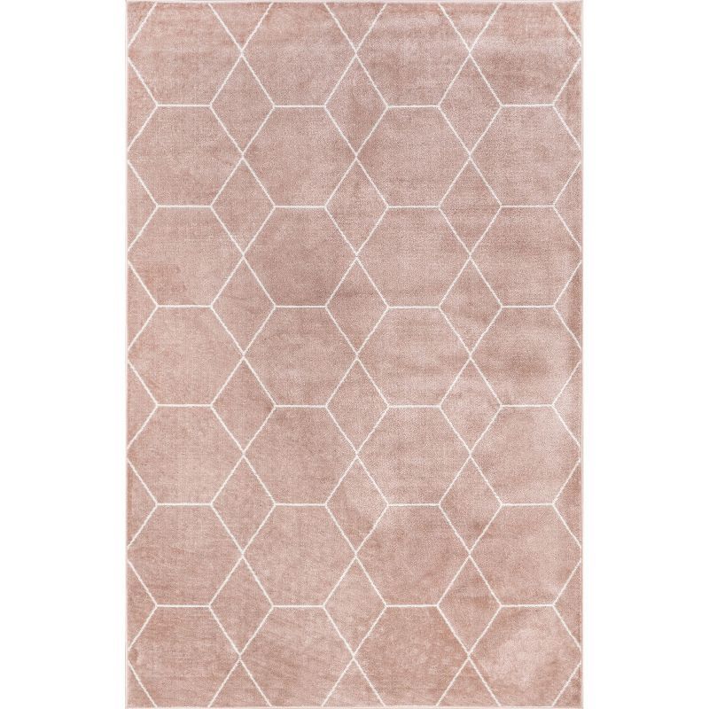 Pink Geometric Synthetic Medium Pile 4' x 6' Area Rug