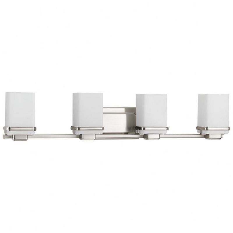 Brushed Nickel 4-Light Vanity Fixture with Opal Glass Shades