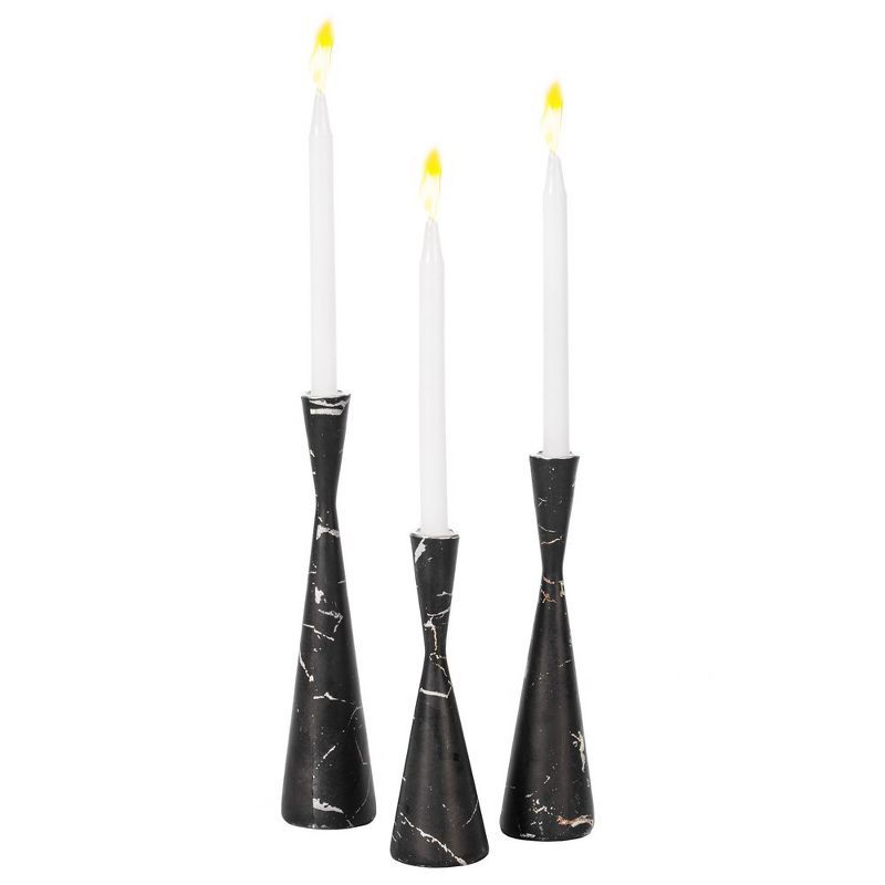 Black Marble Resin Taper Candle Holders, Pack of 18