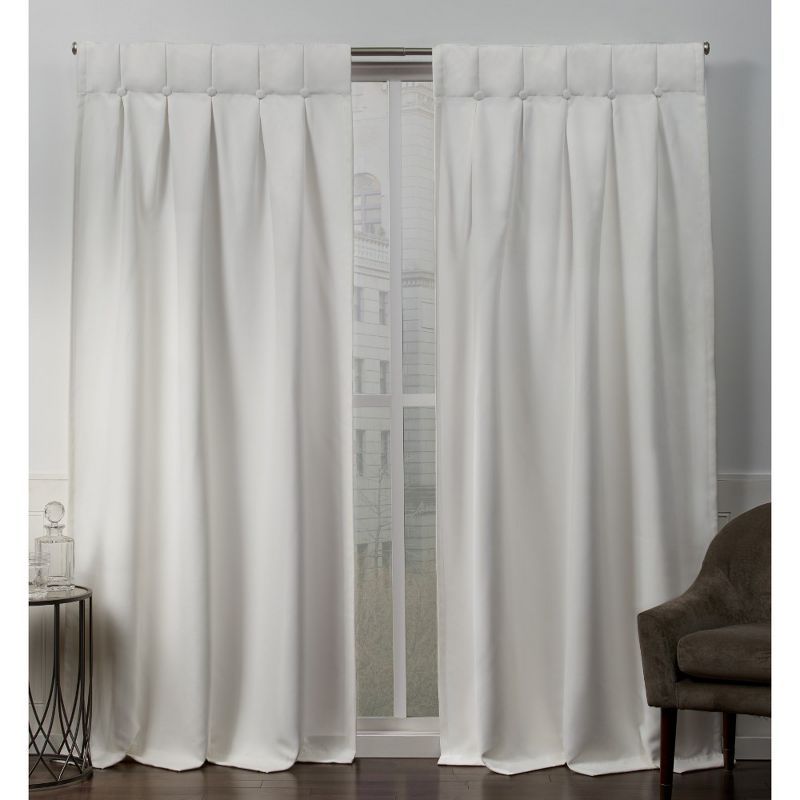 Vanilla Sateen Blackout Button Top Curtain Panel Pair