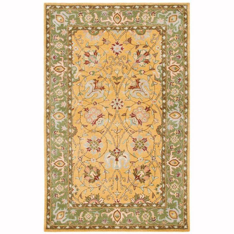 Antiquity Gold and Green Handmade Wool Area Rug