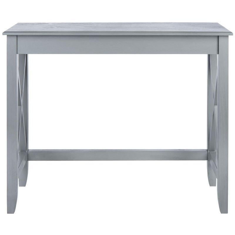 Crossed X Distressed Grey Solid Wood Writing Desk with Drawer