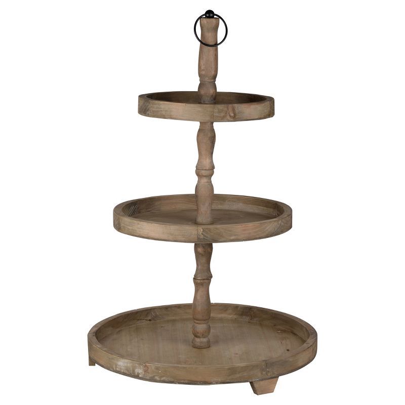 Woodruff Weathered Natural 3-Tier Round Wood Serving Tray