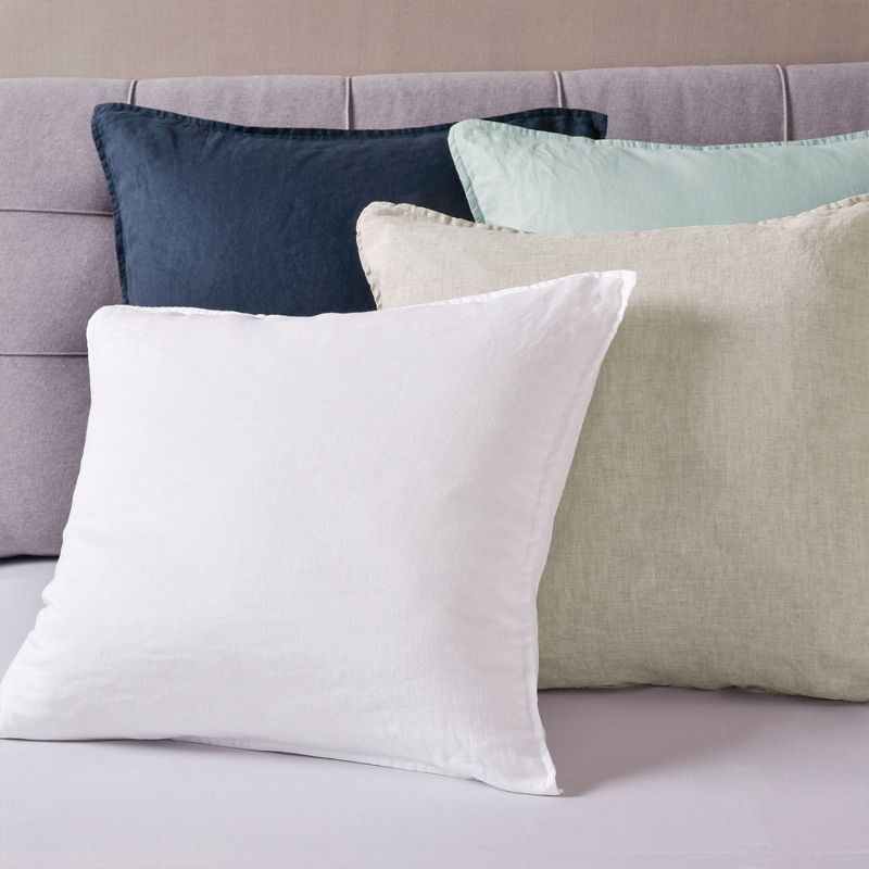 Soft White Linen Square Decorative Pillow Cover Set