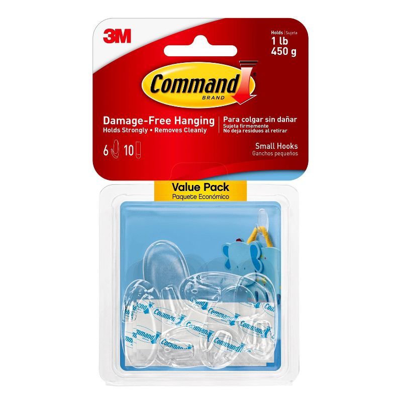 Clear Small Adhesive Wall Hooks Value Pack