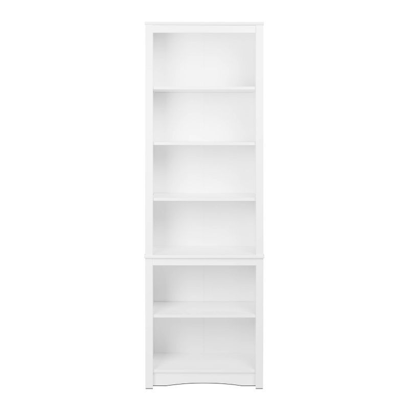 Elegant Modern 80" Tall White Bookcase with Adjustable Shelves