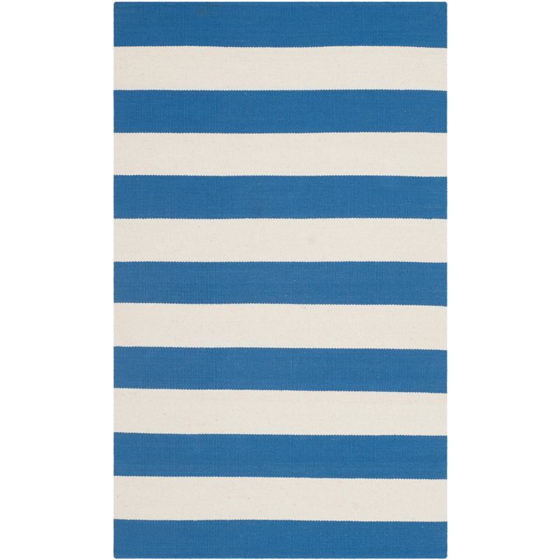 Montauk Blue and White Cotton Hand Woven Area Rug