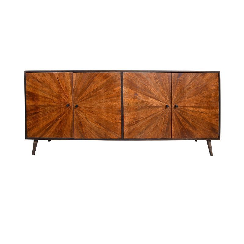 Sunburst Warm Brown Mango Wood 68" Sideboard Buffet Cabinet