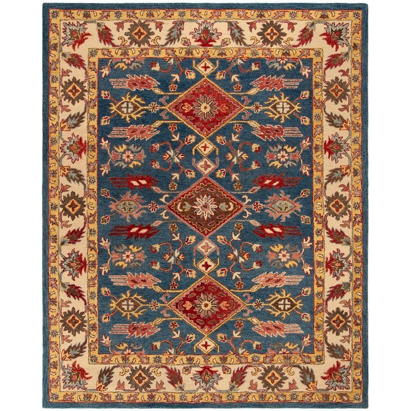 Handmade Blue and Red Wool Tufted 6' x 9' Area Rug