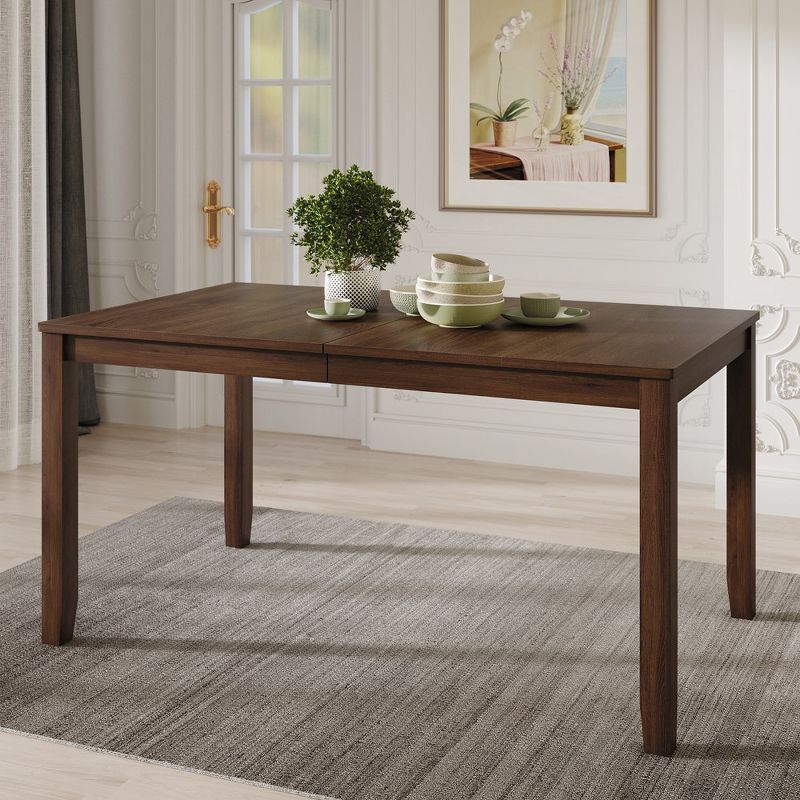 Brown Rectangular Wood Veneer Dining Table with MDF Base