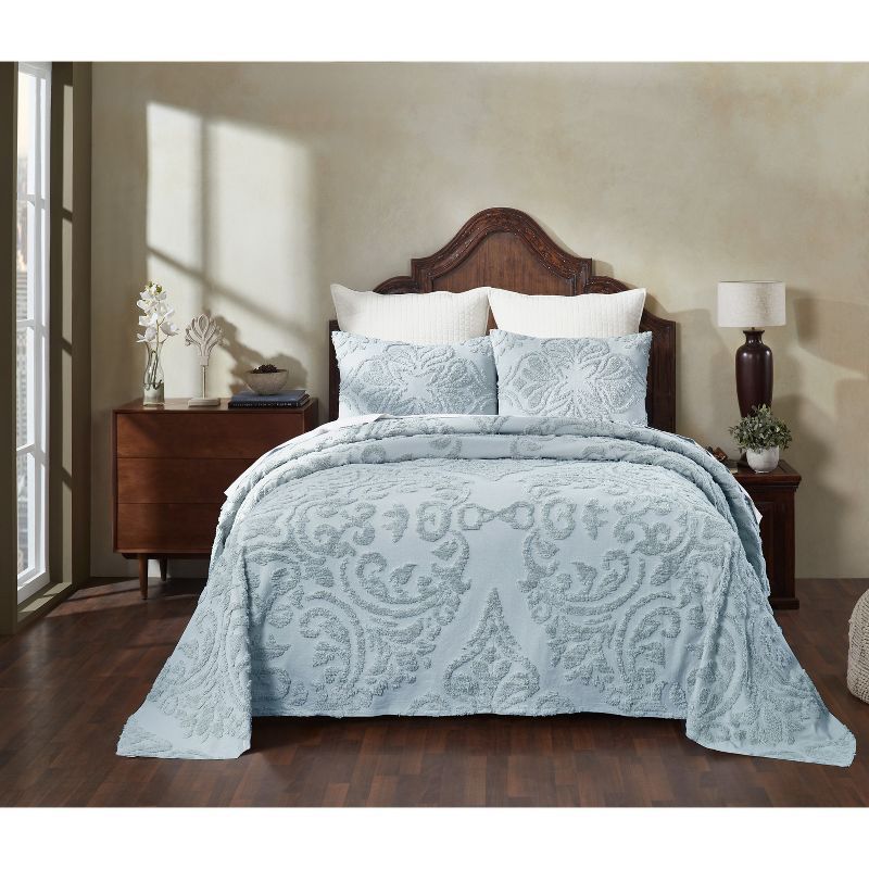 Cozy Cotton Queen Bedspread Set in Serene Blue - Comfort & Style