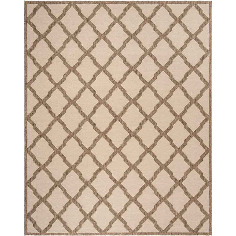 Cream and Beige Trellis Indoor/Outdoor Area Rug 8'6" x 12'