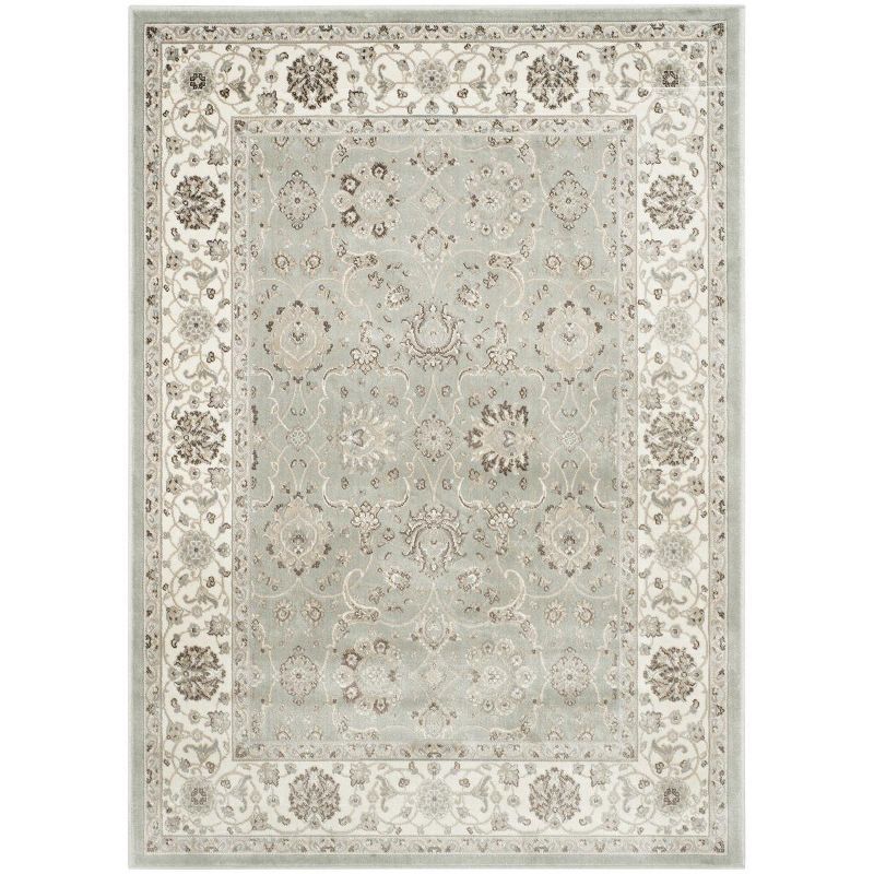 Elegant Silver and Cream Hand-Knotted Wool-Viscose Rug 4' x 5'-3"