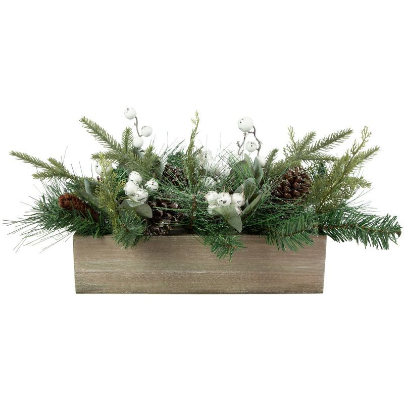 Festive Winter Elegance Potted Pine & Berry Tabletop Arrangement