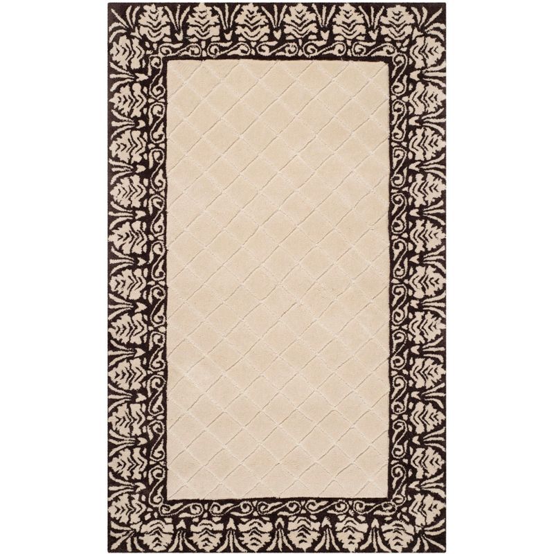 Beige Hand-Knotted Easy Care Wool Blend Area Rug