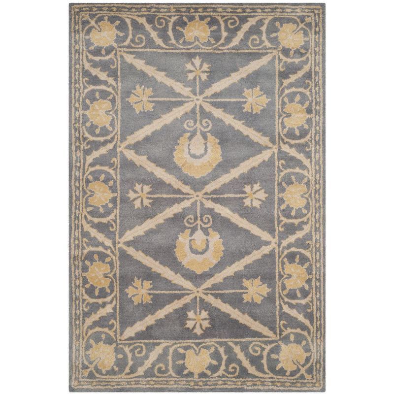 Bella Blue and Gold 4' x 6' Hand-Tufted Wool Area Rug