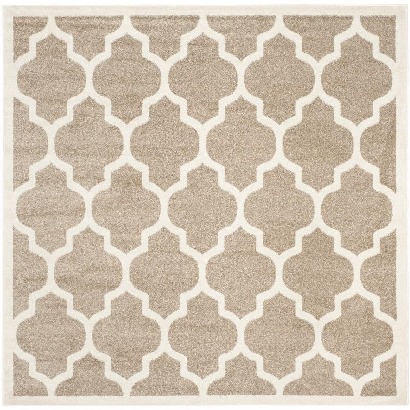 Wheat and Beige Geometric 7' x 7' Square Area Rug