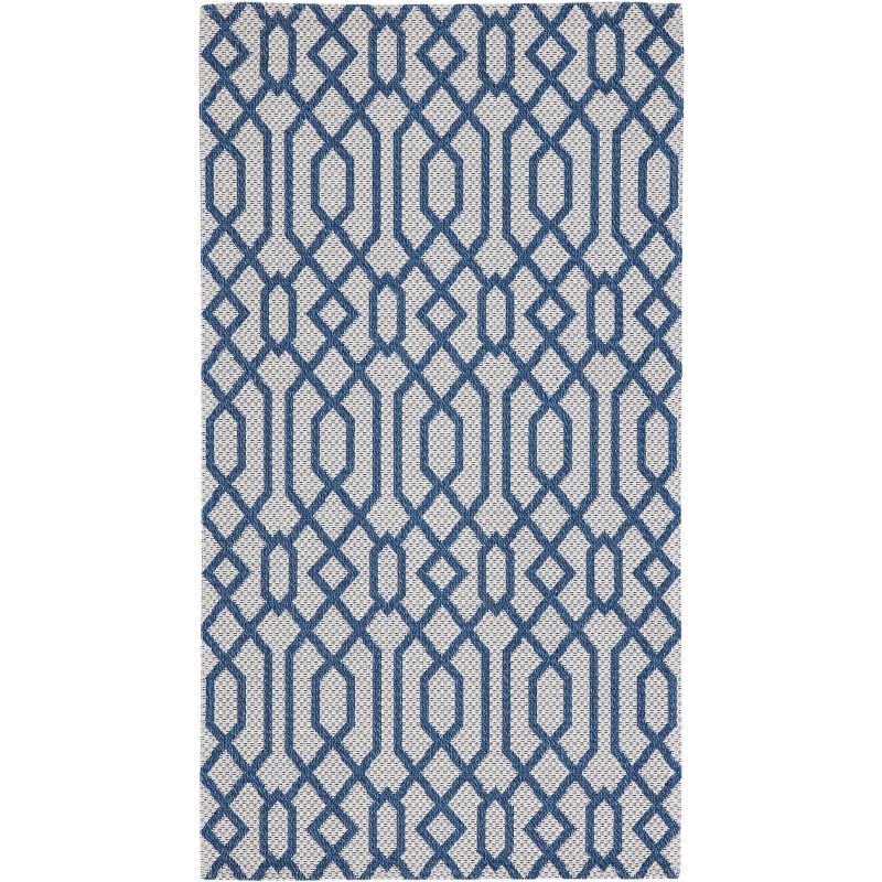 Augustine Geometric Flat Woven Area Rug in Navy/Light Grey - 34"x5"