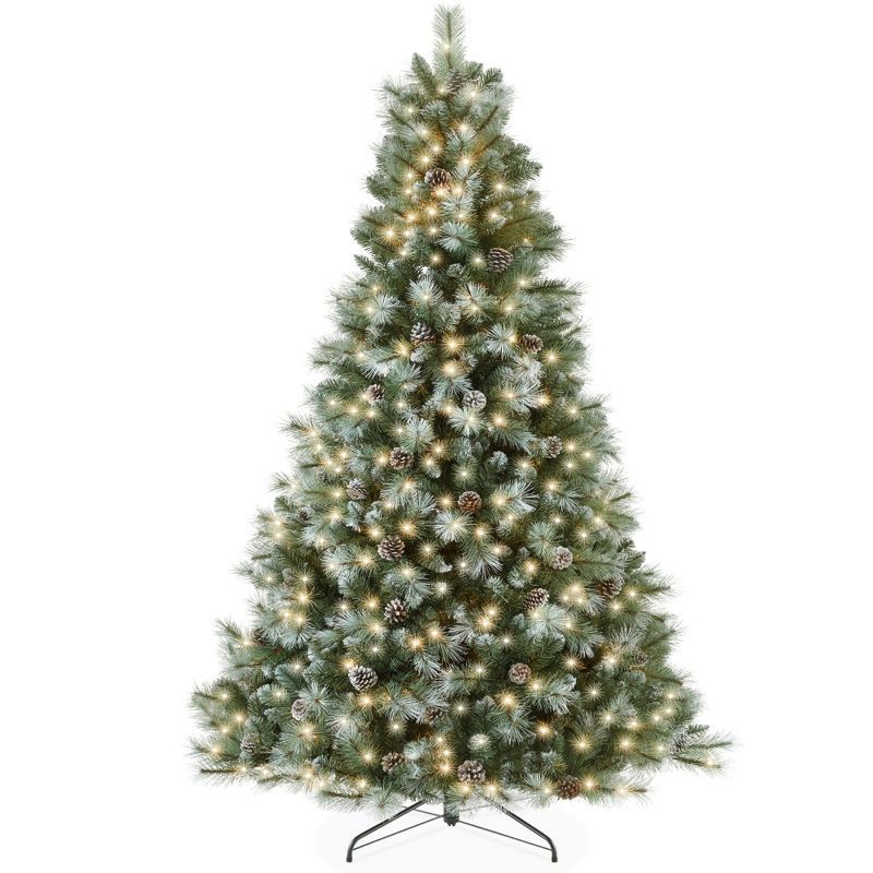 7.5ft Frosted Scotch Pine Christmas Tree with Multicolor LED Lights