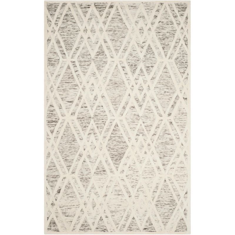 Light Brown and Ivory Hand-Tufted Wool Area Rug, 5' x 8'