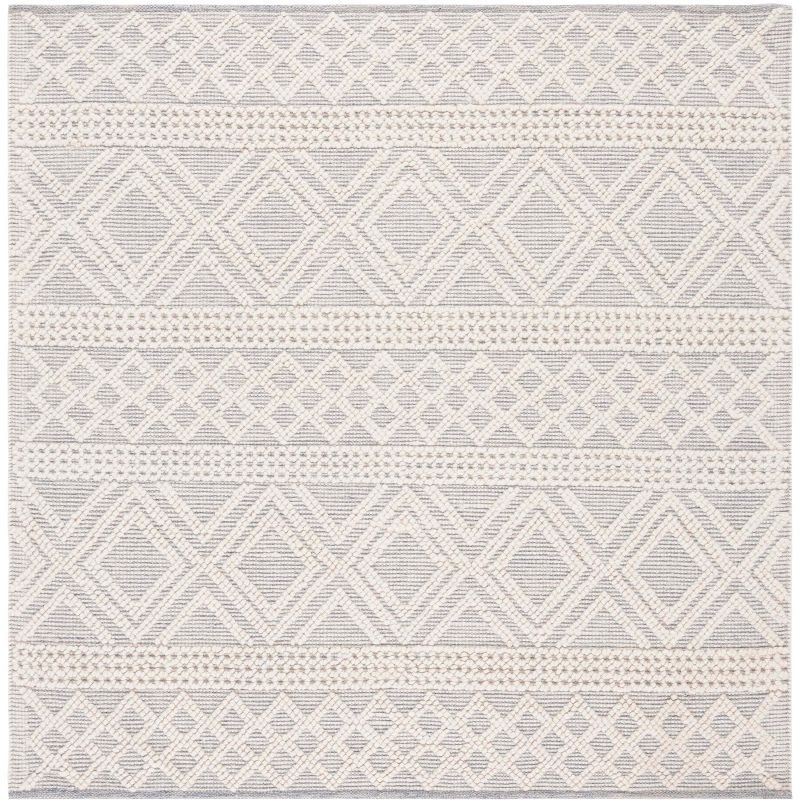 Ivory Hand-Tufted Wool and Cotton Square Rug, 6'