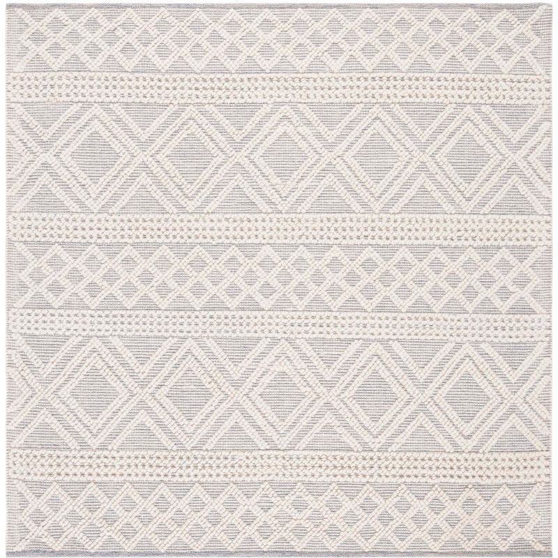 Ivory Hand-Tufted Wool and Cotton Square Rug, 6'