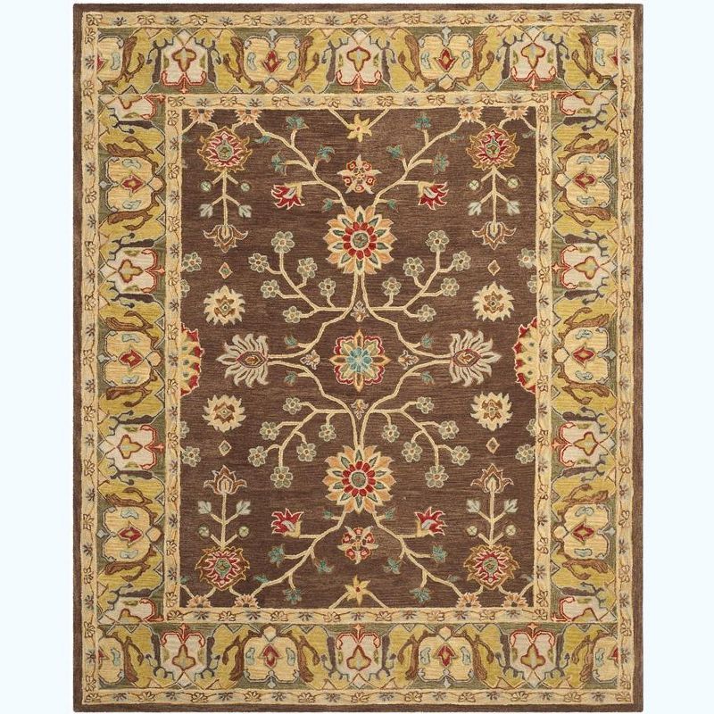Handmade Brown and Gold Wool Area Rug 9' x 12'