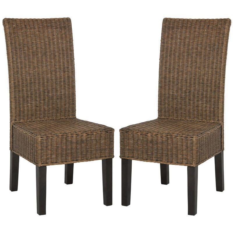 Arjun 18'' High Brown Rattan Cane Side Chairs (Set of 2)